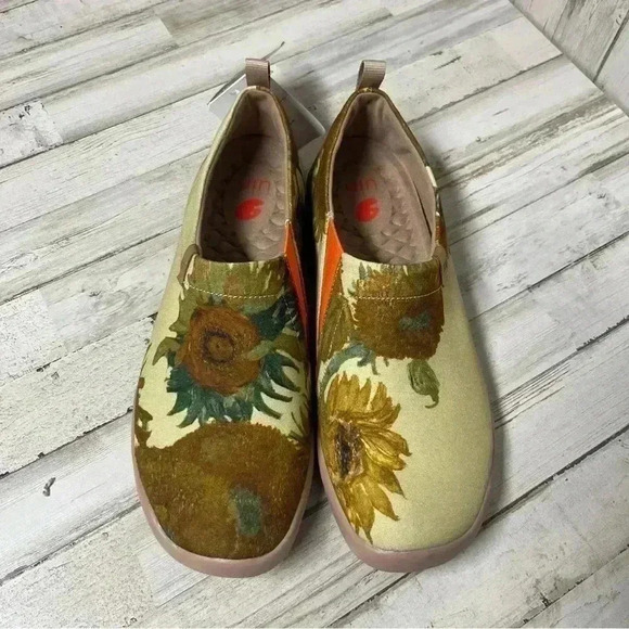 UIN Men's Walking Shoes Canvas Casual Comfort Loafers (Van Gogh Sunflowers) - Picture 12 of 12